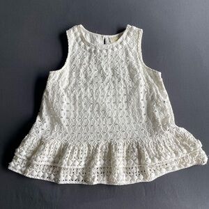 Anthropologie Embellished White Eyelet Sleeveless Blouse